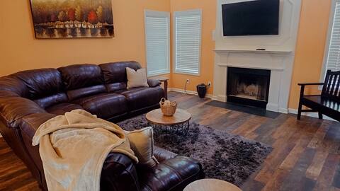 Popular Airbnb listing: Relaxing, Hot tub, Game room, firepit, outdoor TV in Stonecrest