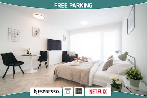 Apt|10'City|Free parking|Balcony|Nespresso|Netflix