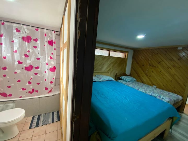 ოთახი ორადგილიანი და დამატებითი ერთადგილიანი საწოლით, ცალკე სააბაზანოთი 