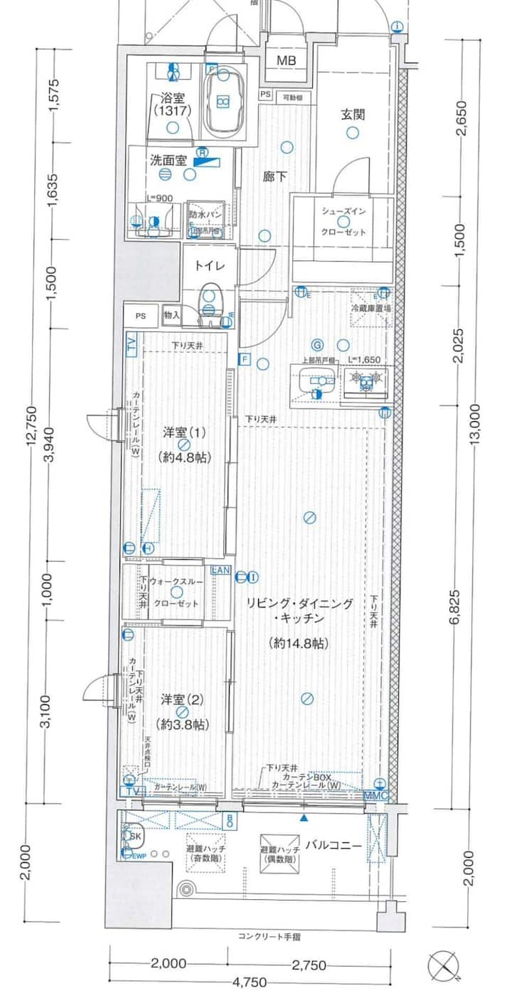 2025 Big 2.5 Bedroom Apt (61sqm) @Hakata Hl8 - 福岡市