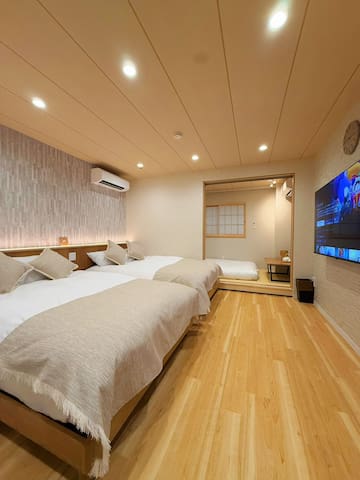 101/浅草站步行4分钟/雷门步行7分钟/两间卧室家庭开放式套房/晴空塔上野银座新宿成田羽田机场直达