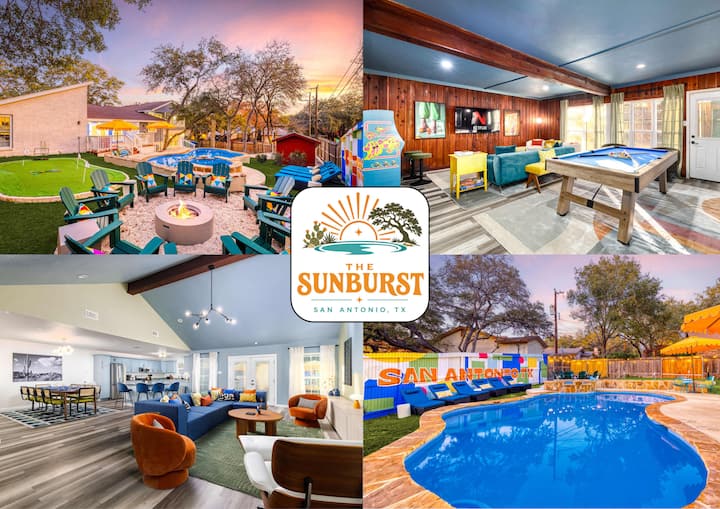 The Sunburst: Sleeps 18! Basketball & Heated Pool - San Antonio, TX