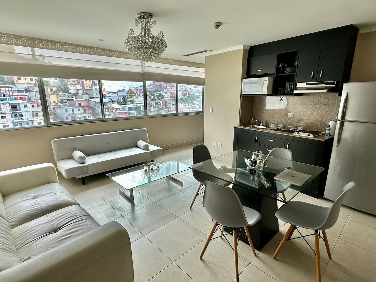 单间公寓氛围，空间充足，您可以在我们额外的沙发床上休息。 