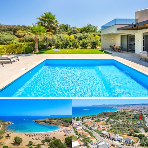 Walk to Beach (290m) & Near Chania / Heated Pool