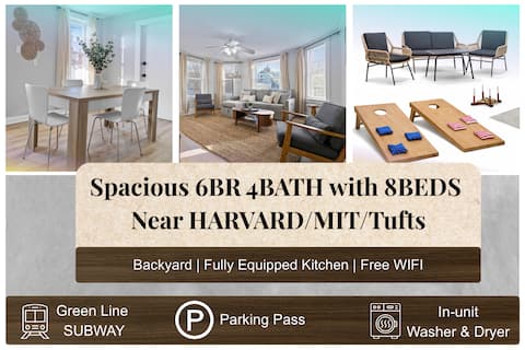 Spacious w Parking + Yard + Game | T Harvard MIT