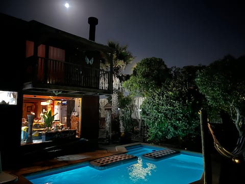 House with pool steps away from the beach and downtown