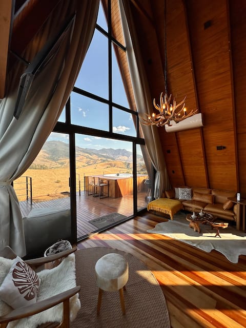 A-Frame Cabin with Hot Tub and Panoramic View
