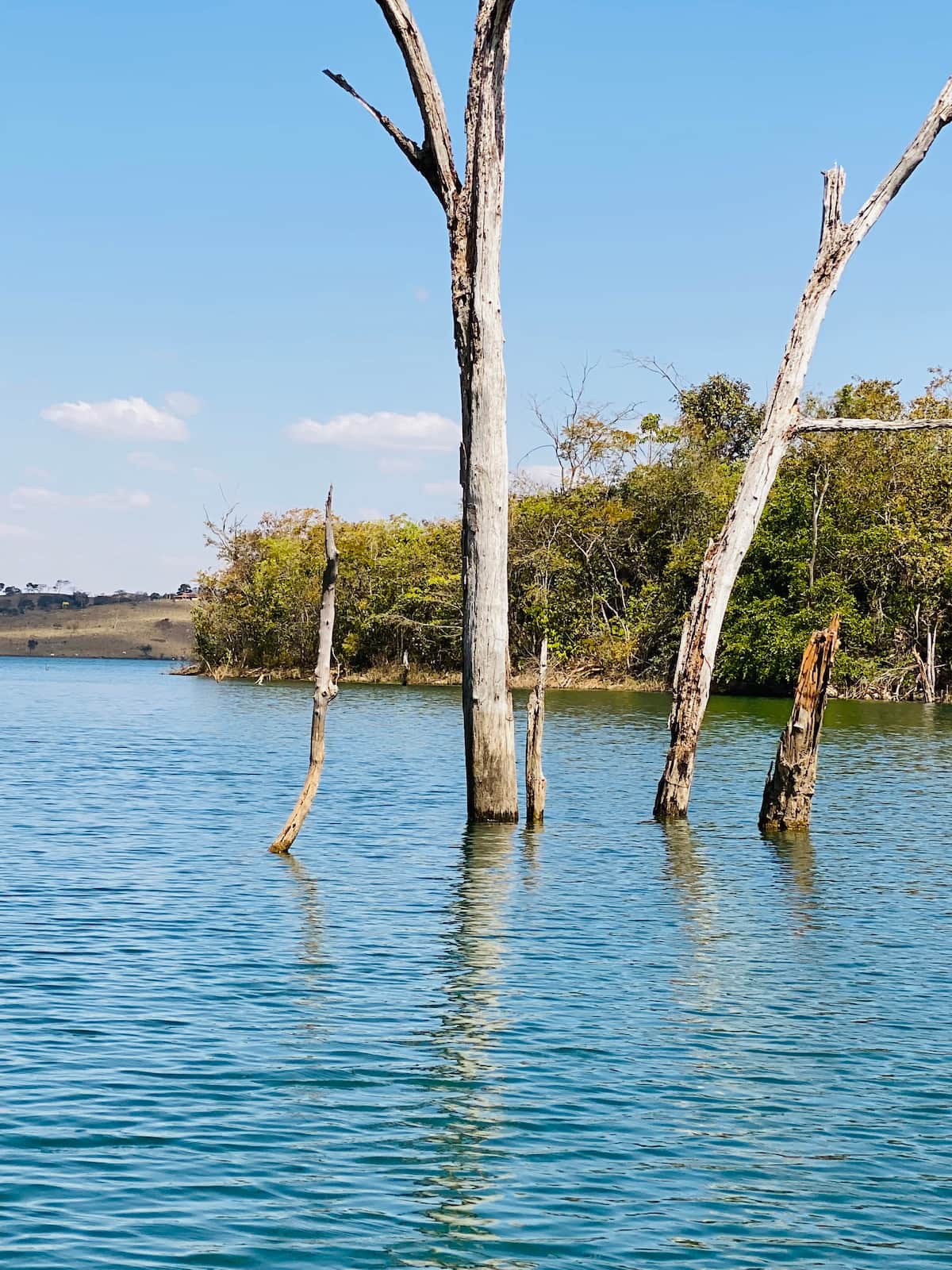 Paisagem do lago na região de Alexânia, Goiás