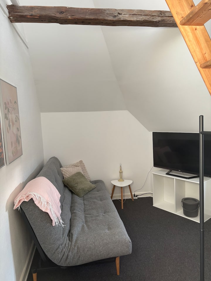 Dein Zimmer mit angrenzendem Loft.
Das Schlafsofa kann als Zustellbett genutzt werden – für mehr als 3 Gäste. 