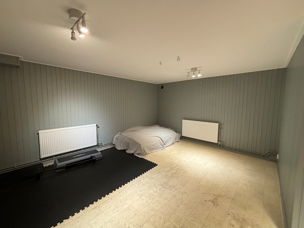 Საძინებელი დასასვენებელ ოთახში სარდაფში, ორი ერთადგილიანი საწოლით 80 სიგანის (ამ სურათზე მხოლოდ ერთი საწოლია). 