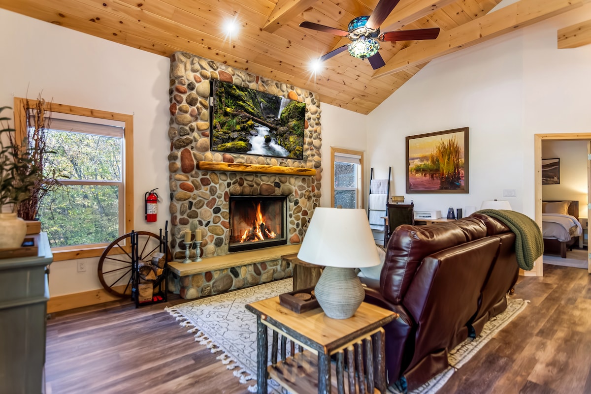 Successful Airbnb property: Riverfront Lodge, Fenced Yard, Game Room, Playset in Gilmer