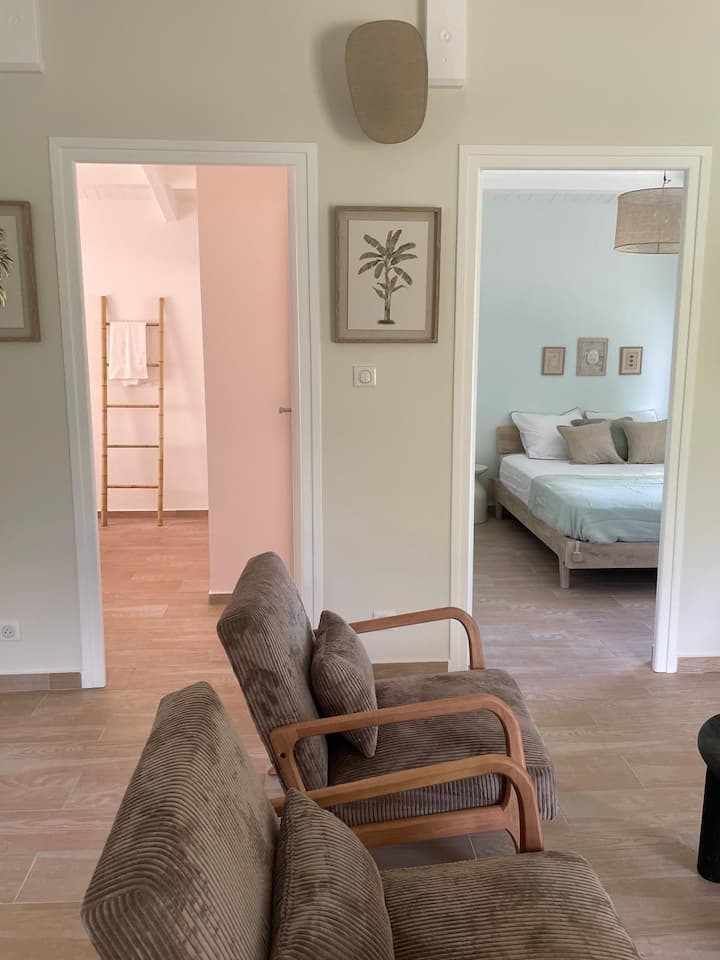 Terrasse et jardin de la villa La Manguiera