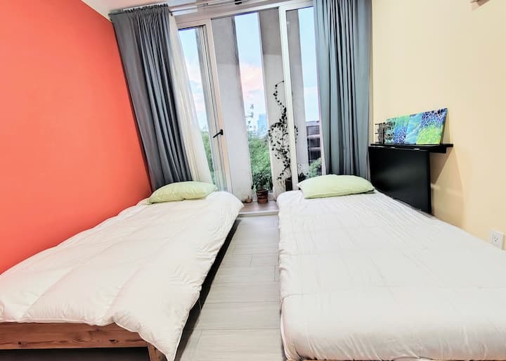 Recamara con dos camas individuales 