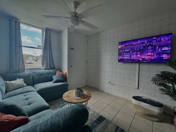 Watch your favorite show on the large smart TV.