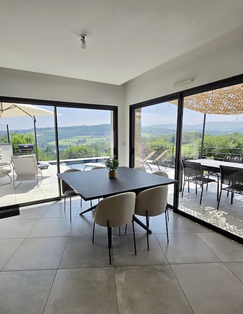 Modern house with pool and view