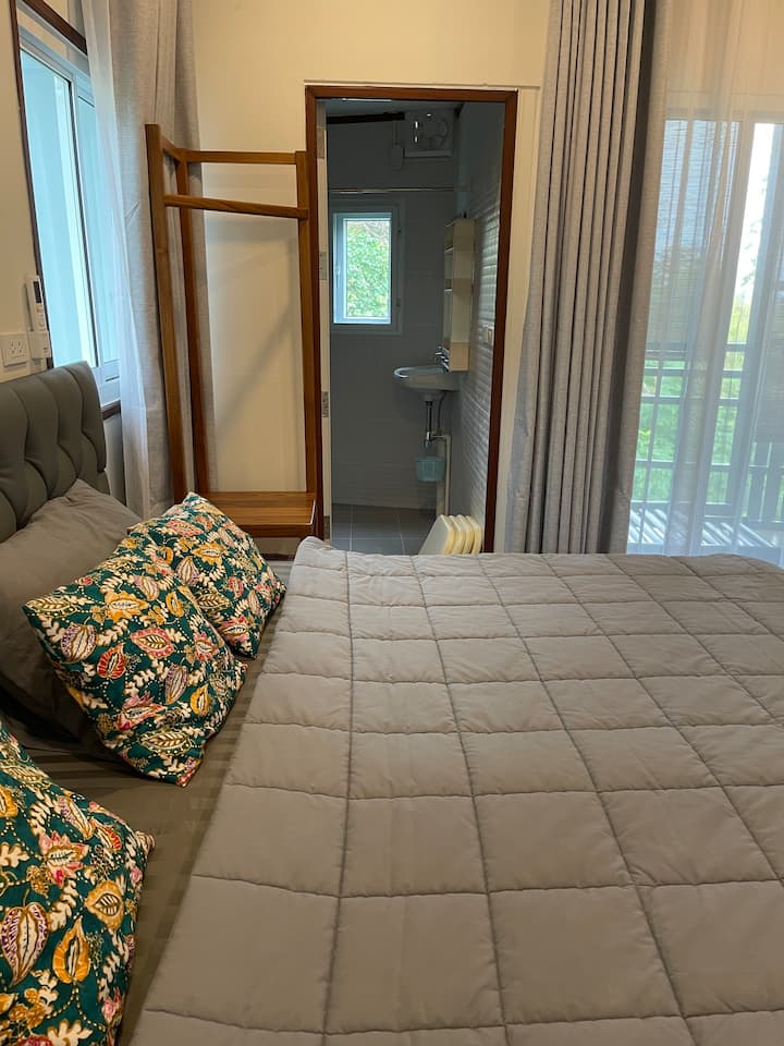 Master bedroom with 7ft. king size bed