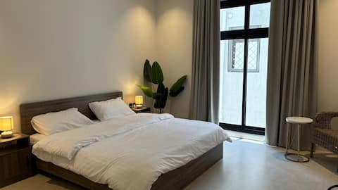 Modern apartment with a yard and elegant design