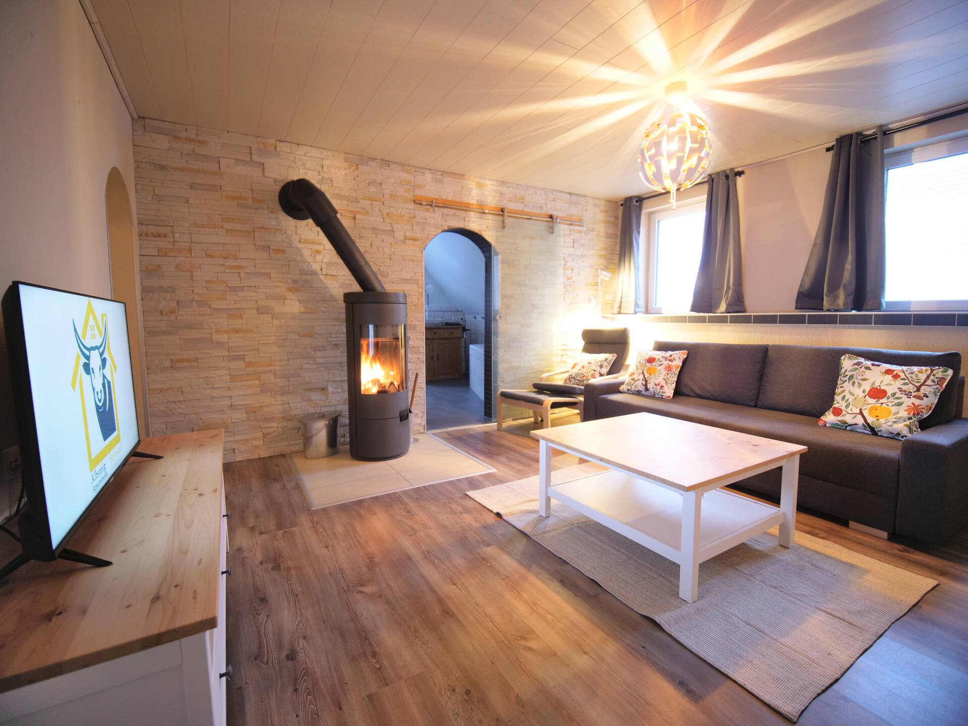 Apartment with wood-burning stove + terrace
