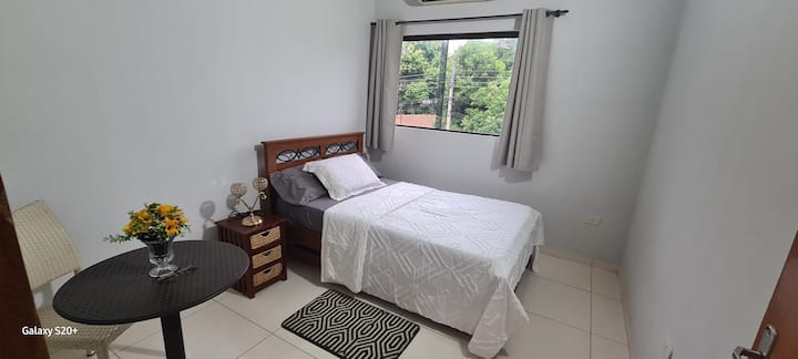 The bed is double and has an additional single bed that we accommodate it only if needed.