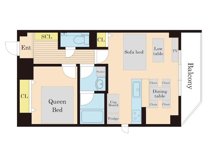 4 min Kujo Stn｜4PAX｜USJ/Namba｜Queen+Sofa｜sk601 - Flats for
