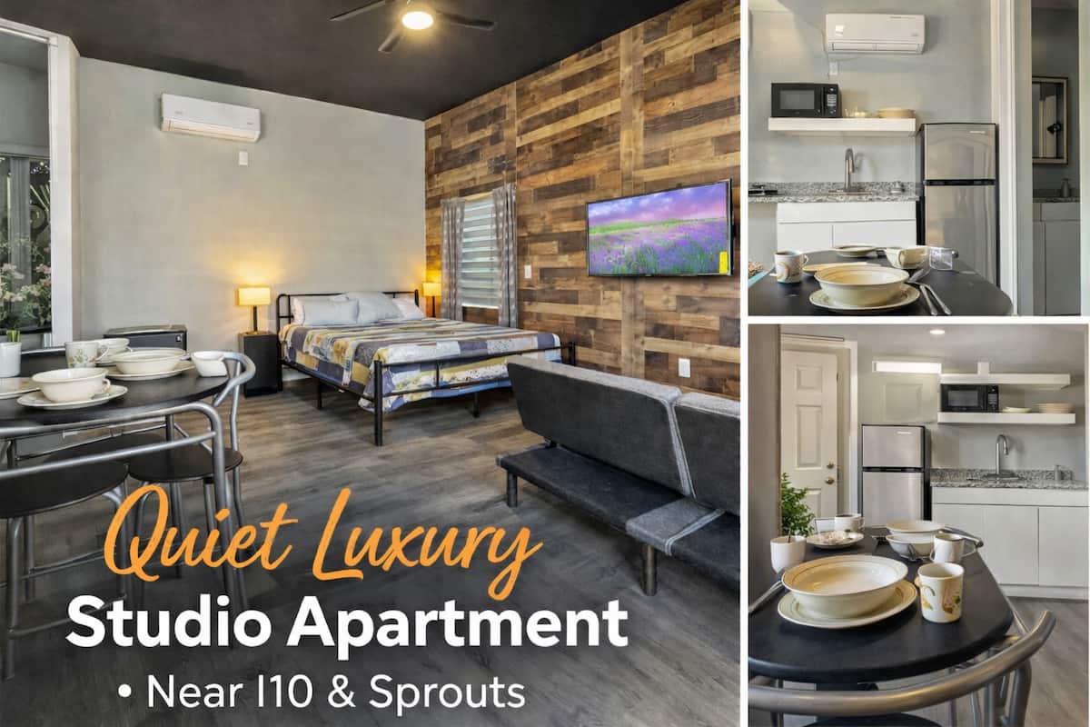 Lux & Quiet Studio Apt — 2 min from I-10, No Clean Fee
