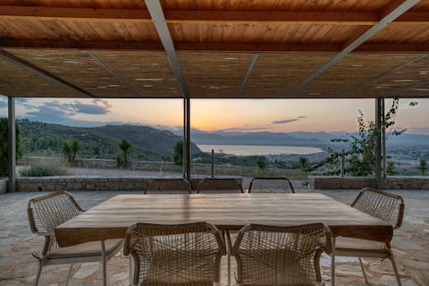 Finca in private olive grove, spectacular sea view