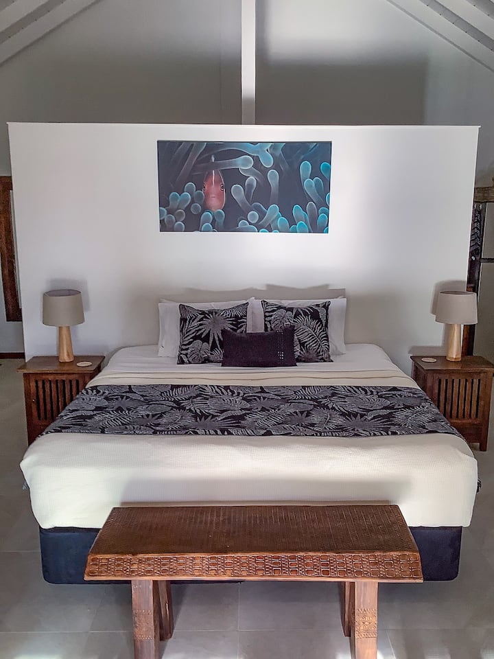 The bedroom is a comfortable space.