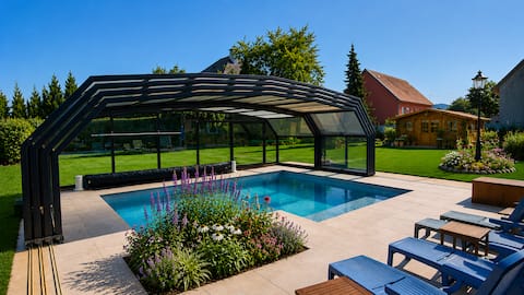 Rural Cottage, indoor swinming pool and spa, playg
