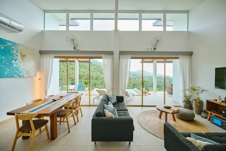 Modern 2br Villa | Salt Pool, Jacuzzi & Ocean View - Ko Tao