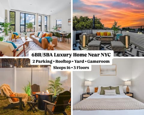 NEW 3flr 6BR/5BA w/Parking+Rooftop+Yard near NYC!