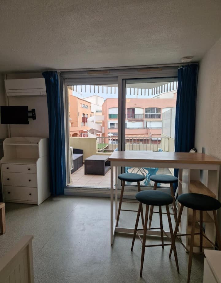 Studio Sécurisé Avec Piscine - Marseillan