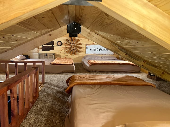 The loft can sleep 5 people.