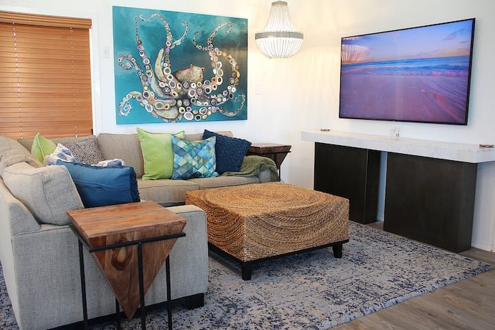 Домот има 1 GB брз интернет пристап, а Roku е достапен за најава на сите ваши апликации за емитување на 75-инчниот телевизор во дневната соба. За да ја заштитите вашата приватност, автоматски ќе бидете одјавени од апликациите при наплатата.