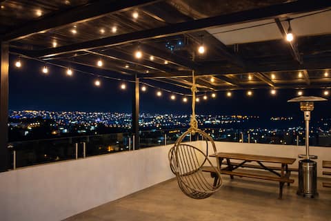 Luxury house with panoramic terrace and fireplace