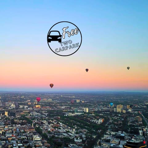 60F Luxury SunsetView MelbCBD.3BR 8Pax. Free2park