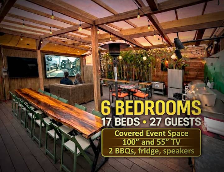 Bamboo Garden (Sleep 27 Guests) 100” Tv + 2 Bbqs - サンディエゴ