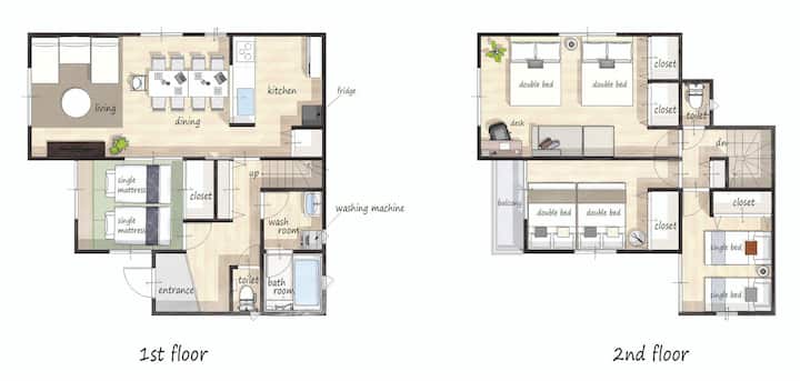 Nagoya15min/6lits/parking/3ch/13pers/100㎡ - Nagoya