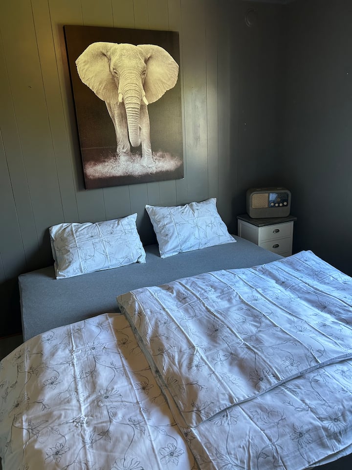 La habitación del elefante. Este es uno de los dos dormitorios principales y se encuentra en el edificio lateral. 