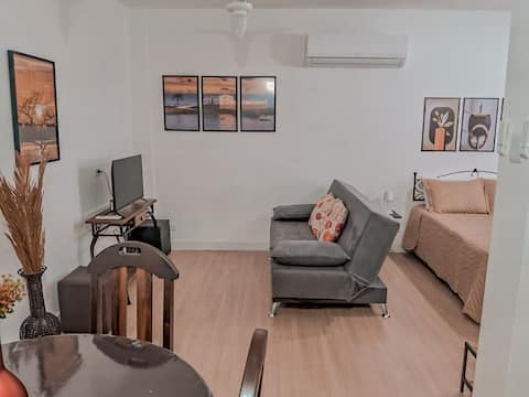 Popular Airbnb listing: Loft Gonzaga: Everything you need, 1 block from the beach! in Santos