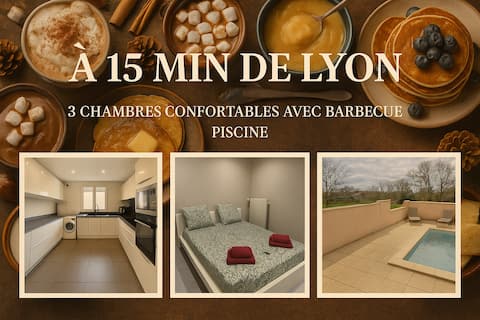 Villa Dolce Vita Pool, BBQ and Air Conditioning in Lyon