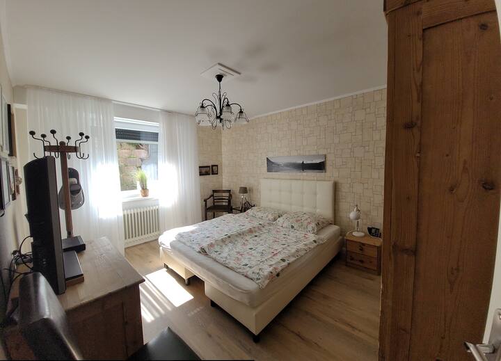 Chambre avec lit double, TV