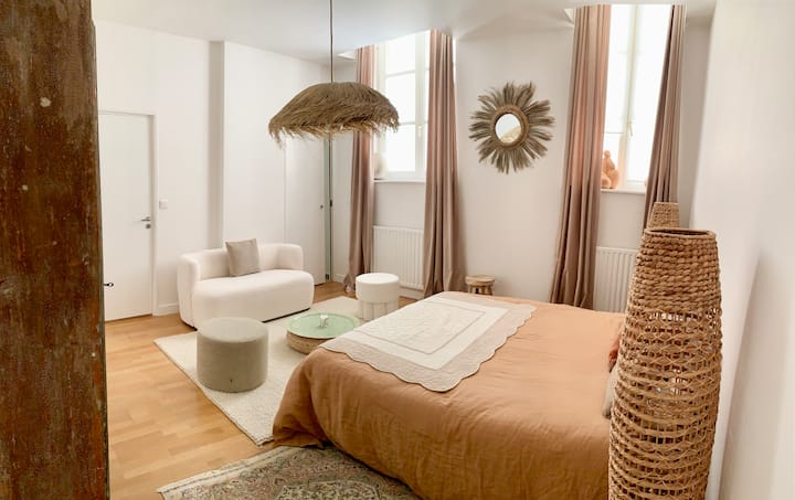 Главна спална соба со брачен кревет (широк 150-179 см) + сопствена бања