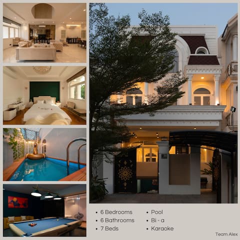 Center Villa/6BR + 7Bed/Pool/karaoke/billiards