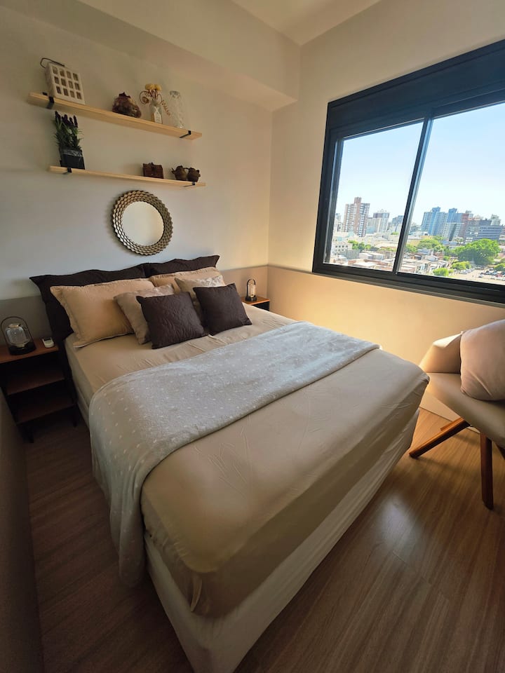 The lighting in both the bedroom and the living room is excellent!