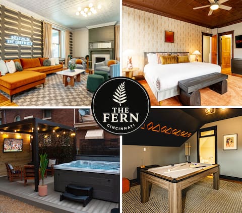 Popular Airbnb listing: Luxe-Hot Tub-Game Room-Fire Pit-Big Yard-5 min DT in Walnut Hills