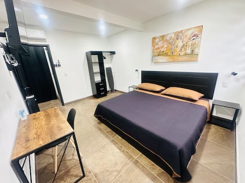 Loft Convite. Minisplit-Gym-King Size Bed-Kitchen-Terrace