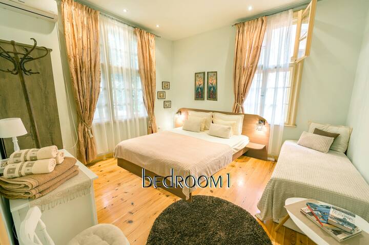 First bedroom. One double bed 160/200. One single bed 90/200.