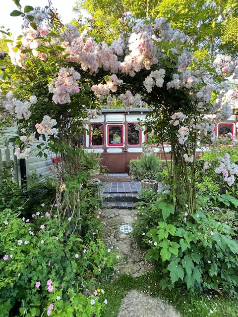 Unique train carriage home moments from the beach.