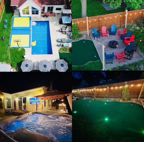 HeatedPoolHotTubTheaterPicklebalPooltableGameRGolf