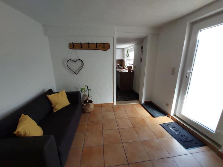 Სააბაზანოსა და სამზარეულოსთან დამაკავშირებელი შესასვლელი სივრცე პატარა გამოსაწევი ტახტით (1,1×2 მ)